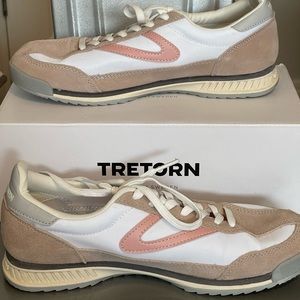 Tretorn, sz 7 1/2, Rawlings 2.0 style, color: White/blush, fashion tennis shoe.